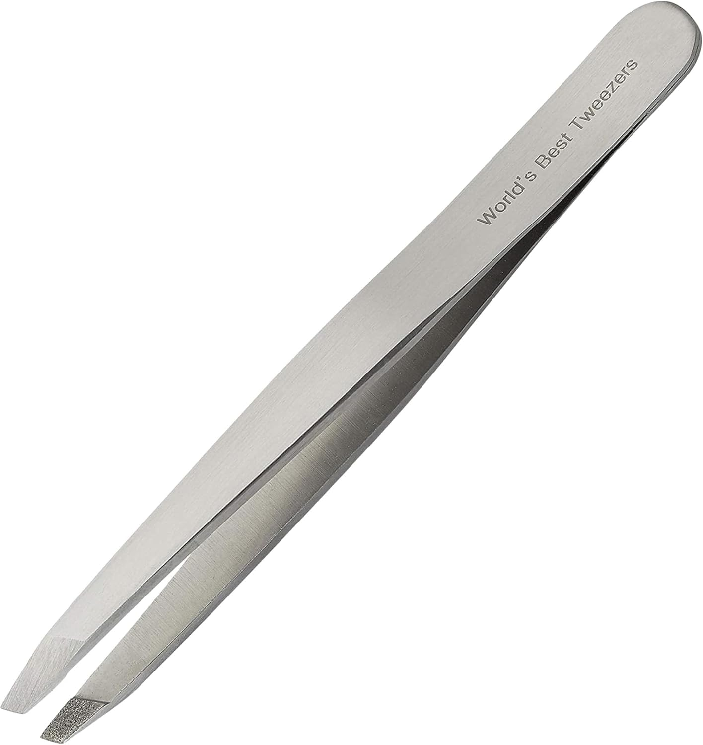 World'S Best Tweezers Diamond Tip - Diamond Coated Slant Precision Tweezer for Eyebrow, Facial & Ingrown Hair Removal - Suitably Aligned Stainless Steel Tool Grabs Hair from the Root image number 2