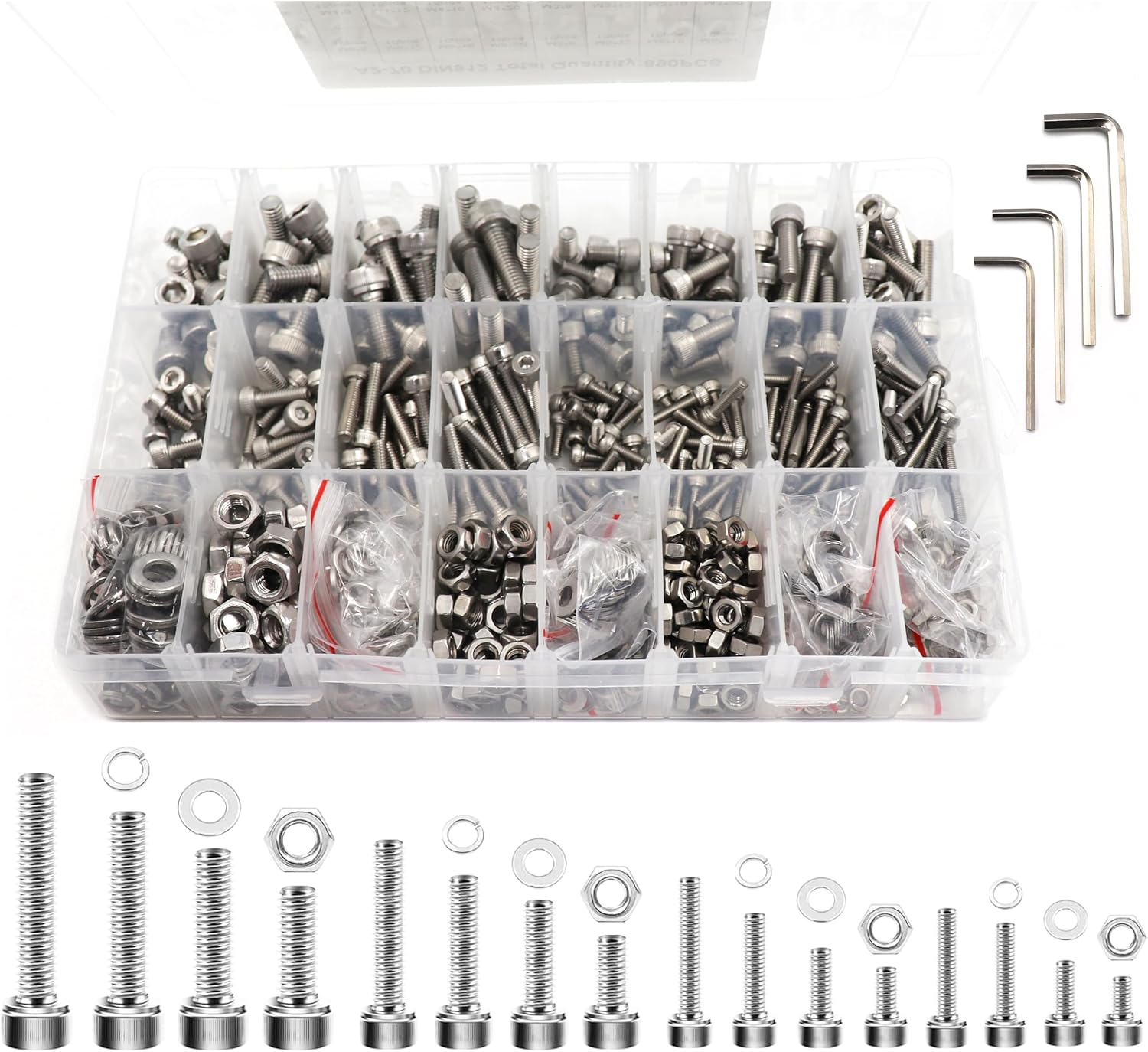 Cseao 1230Pcs Metric Screw Assortment, M2-M5 Alloy Steel Socket Cap Screws, Nuts, Bolts & Washers, DIY Projects, 3D Printing, Furniture Repair image number 2