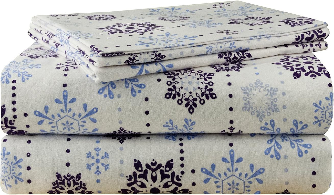 Pointehaven 200 GSM Flannel Sheet Set, King, Printed, Alpine