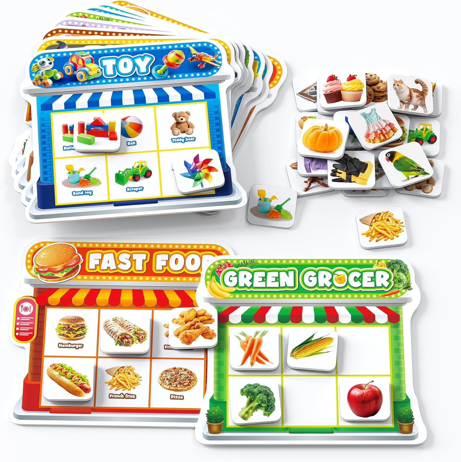 Coogam Fridge Magnets Sorting Toys, Fine Motor Montessori Magnetic Matching Game, Food Pets Grocery Furniture Toy Playset, Educational Learning Sensory Toy Toddler Ages 3-8 image number 1