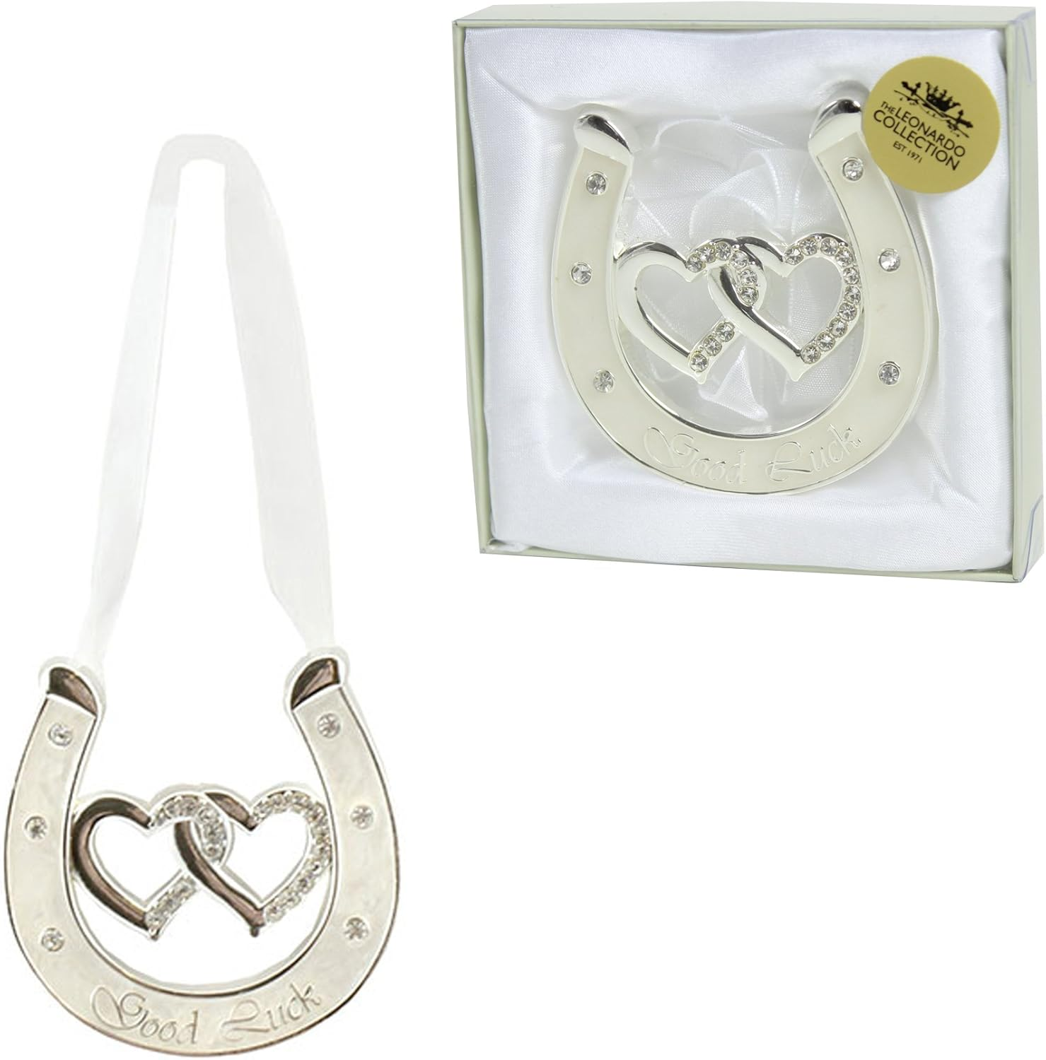 The Leonardo Collection Silver Plated Wedding Horse Shoe Gift. Just Married * Good Luck * Mr & Mrs image number 1