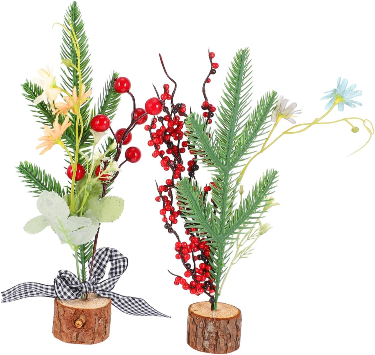 2Pcs Mini Christmas Tree Ornaments for Desktop Xmas Mini Artificial Tree Tinsel image number 3