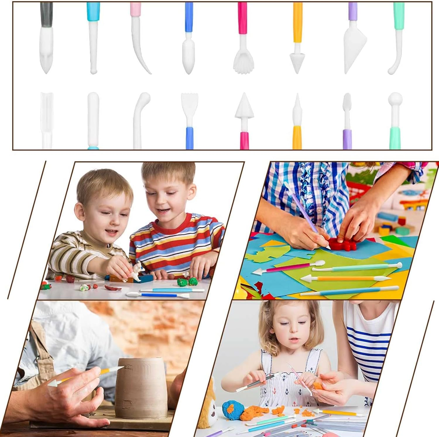 KOZTOL 8Pcs Clay Tools Kit, Polymer Clay Dotting Tools, Clay Sculpting Tools, Double-Sided Plastic Modeling Kit for Polymer Clay, DIY Pottery, Fondant & Art & Craft Supplies image number 3