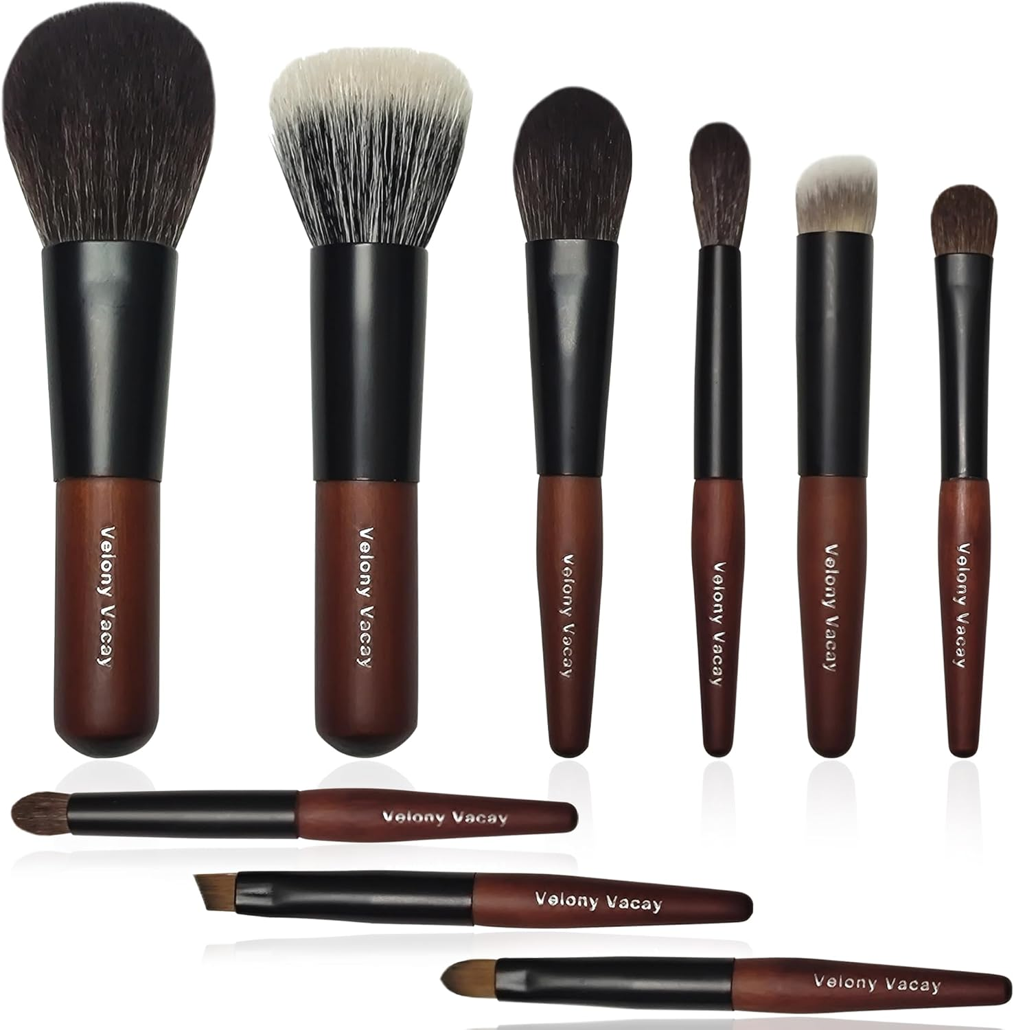 Mini Makeup Brush Set, 9 Full Face Mini Travel Make up Brushes Set, Synthetic & Natural Hair Makeup Brushes for Blush, Eyeshadow, Conceal, Eyebrow Brush, with a Compact Brush Case image number 1