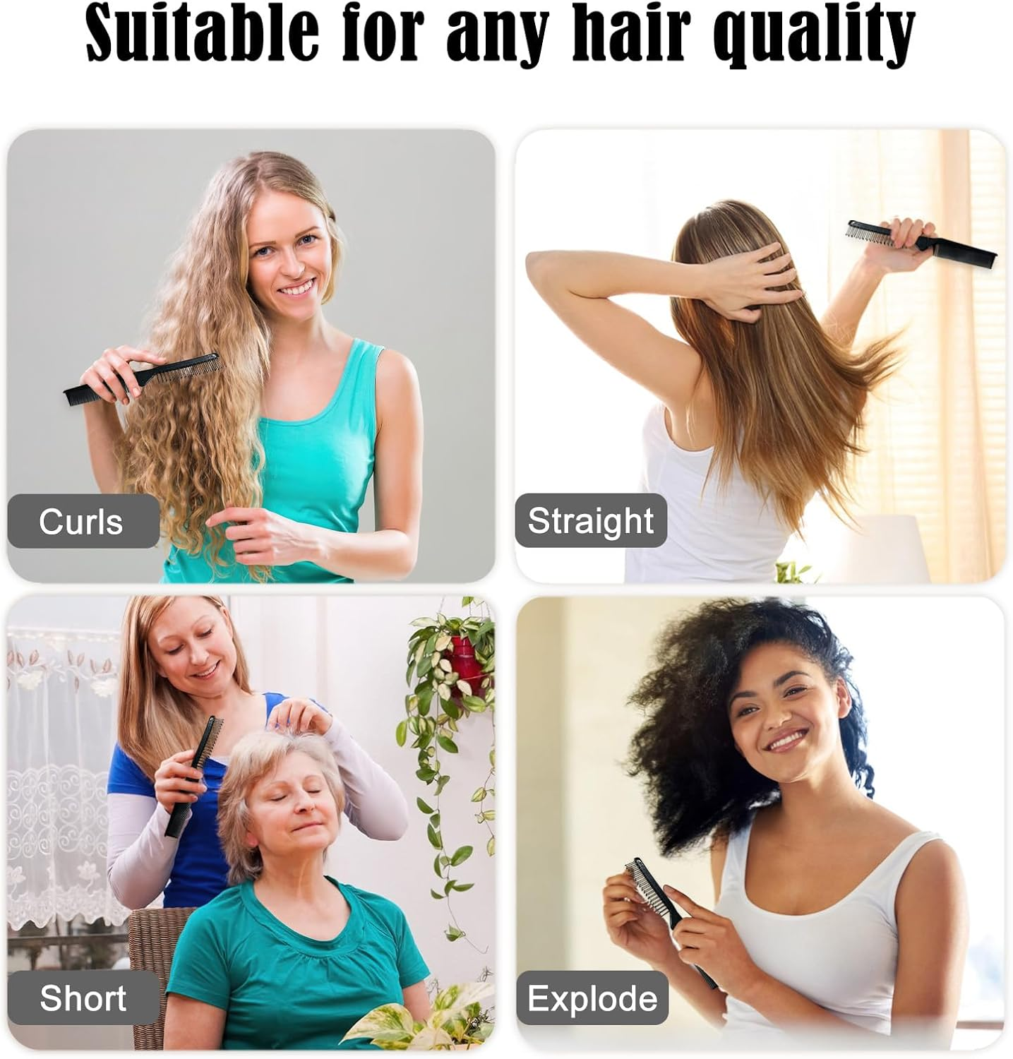 10 PCS Portable Travel Brush Folding Pocket Comb Foldable Hair Brush for Women and Men Mini Plastic Teasing Brush for Purse (Black) image number 2