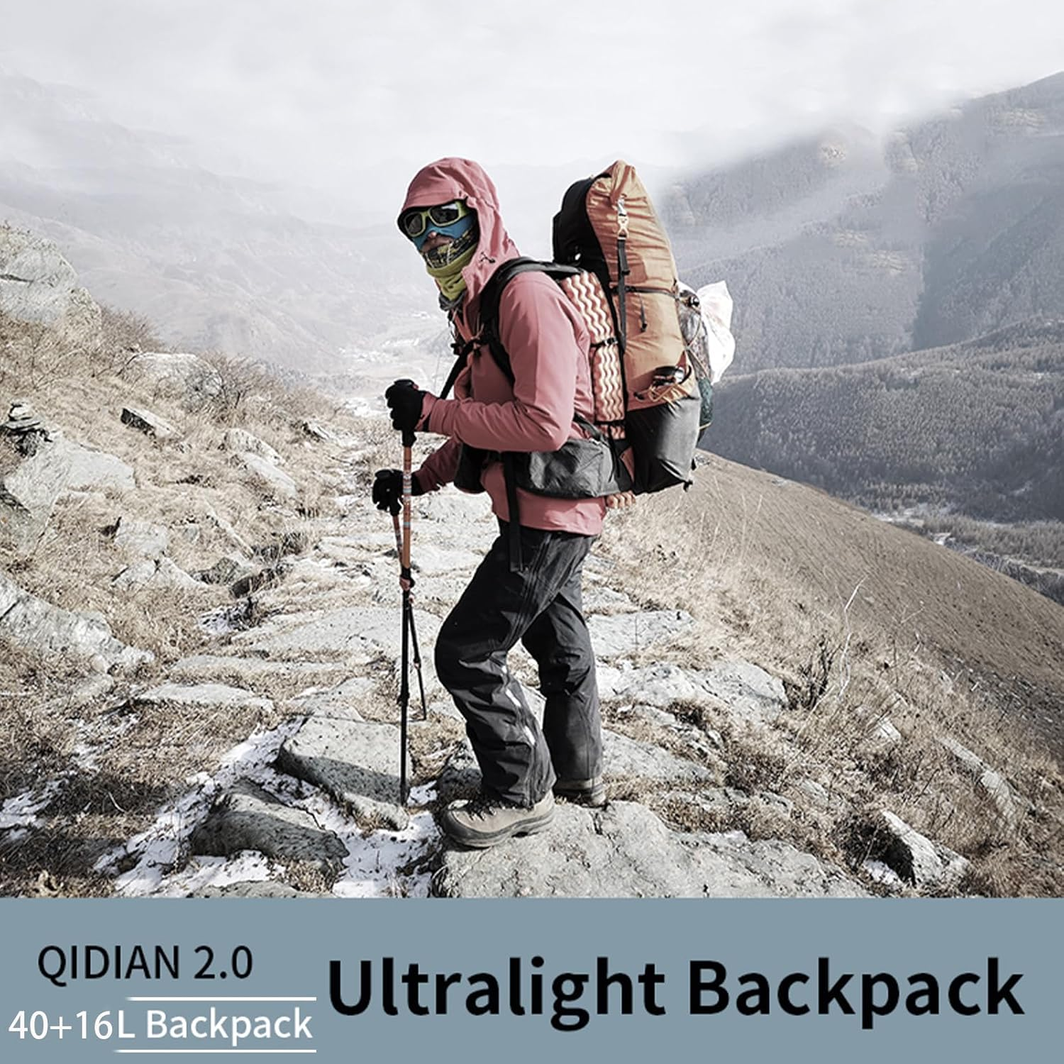 Windhike 3F UL GEAR 56L Internal Frame Hiking Backpack, Lightweight Breathable Pack-Fix Trekking Poles & Moisture-Proof Pads for Backpacking