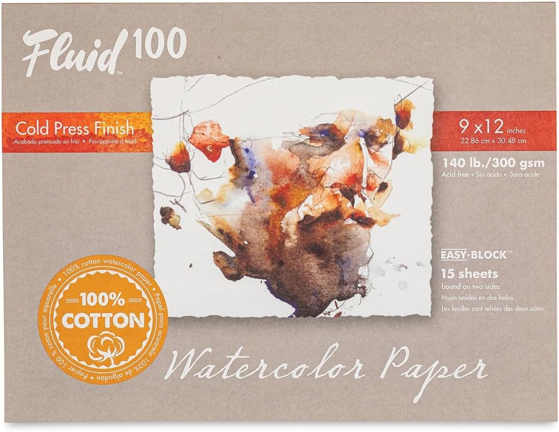 Speedball Fluid 100% Rag CP Watercolour Block Pad, 15 Sheets 9X12 Inches, Superior-Grade Material, Distinctive Textured Surface, Ideal for Watercolour Artistry image number 3