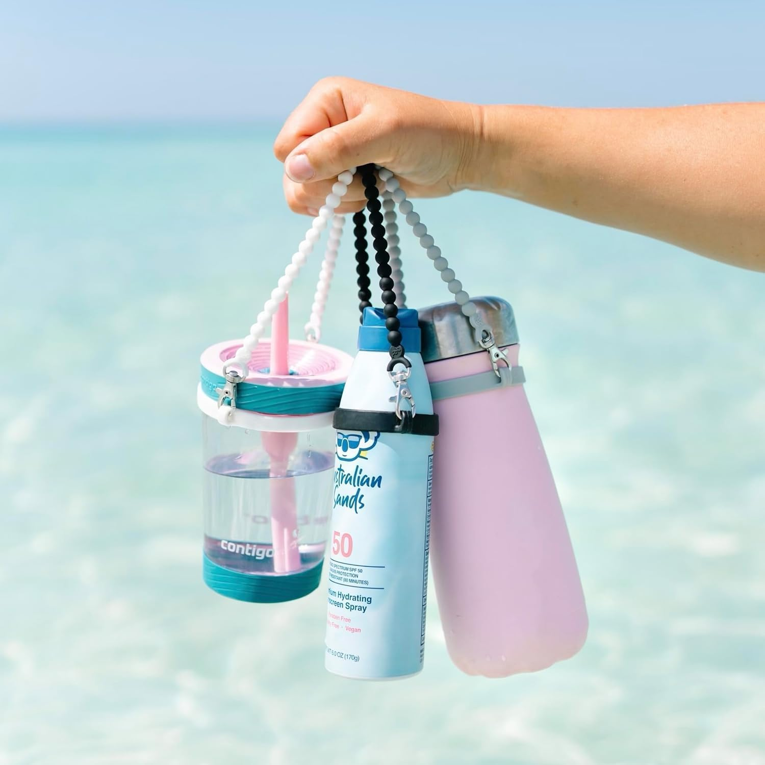 Water Bottle Handle - Water Bottle Sling, Carrier, Holder with Strap - Soft Durable Silicone - Fits Most 8-40Oz Bottles - Compatible Stanley Cup Accessories image number 3