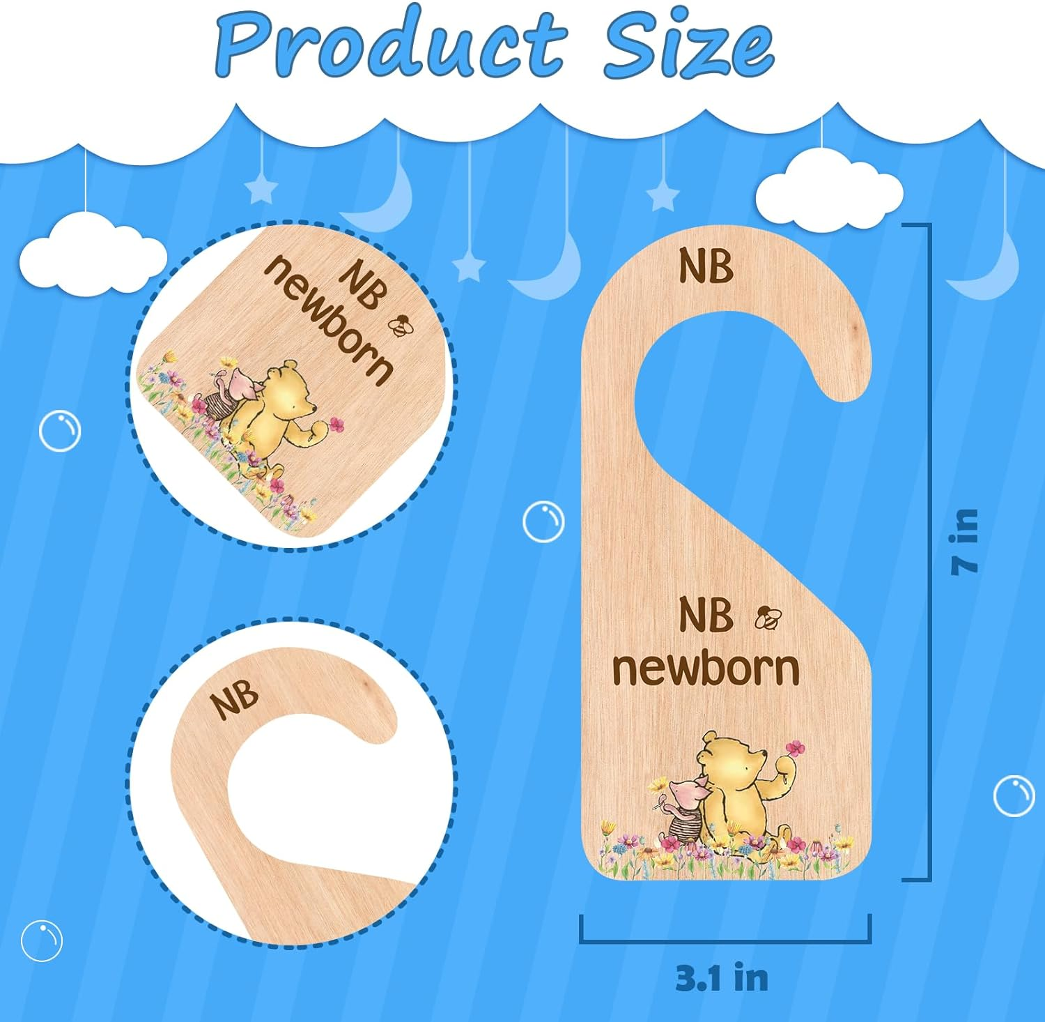 The Winnie Bear Baby Closet Dividers & Clothes Organizer for Nursery Decor Wooden Hanger for Newborn Baby Stuff from 0-24+ Months A118 image number 3