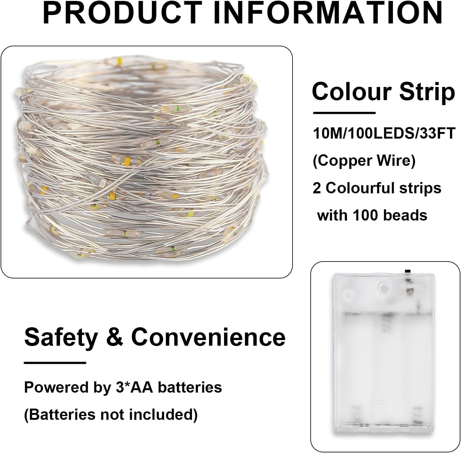 Fairy LED String Light Battery Operated,10M/100Led 3XAA Battery Case, Indoor Outdoor String Lights for Xmas Tree,Wedding, Halloween, Party, Garden Decoration(Battery Not Included) (Deep Color) - Deep Color image number 6