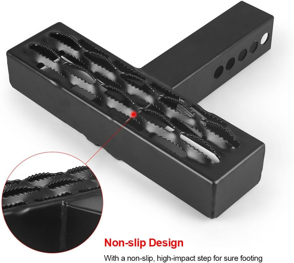 Dyno Racing 500 LBS Hitch Step Anti-Skid Teeth and Rust Towing Bumper Guard Hitch Steps with Pin Fits 2 Inch Receivers for Pickup Truck RV SUV (30CM) image number 6