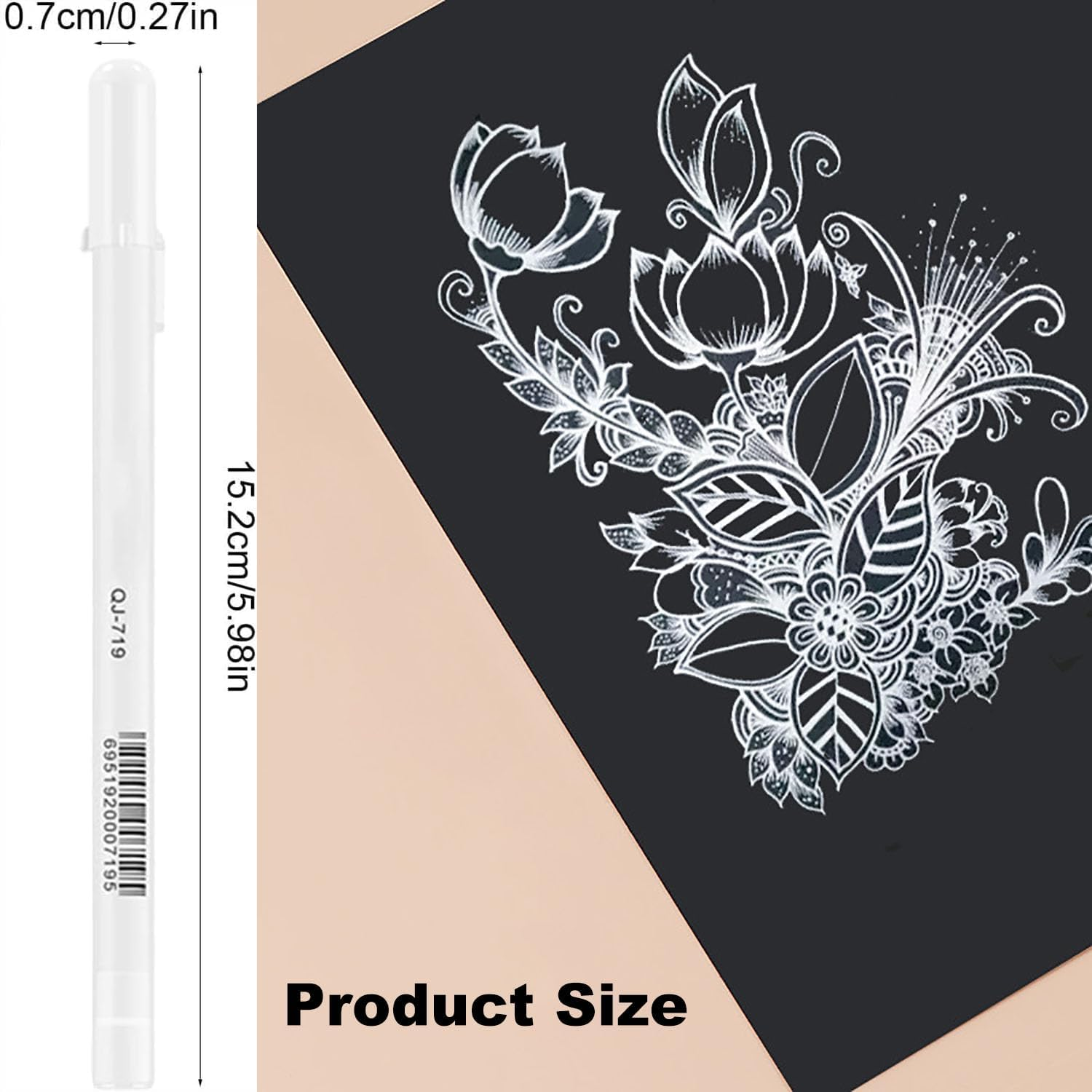 10Pcs White Art Paint Pens, 0.8Mm Fine Point Tip White Gel Pens, Highlight Graffiti Hook Pen, Marker Pen Water Based Fine White Paint Marker Fine Point Tip White Paint for Artists, Beginner Painters image number 1