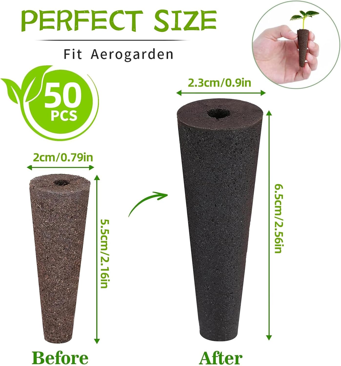 50 Pcs Ling-Luo Grow Sponges, Seed Pods Replacement Root Growth Sponges Compatible with Aerogarden, Moldy-Free for Hydroponic Indoor Garden System image number 5