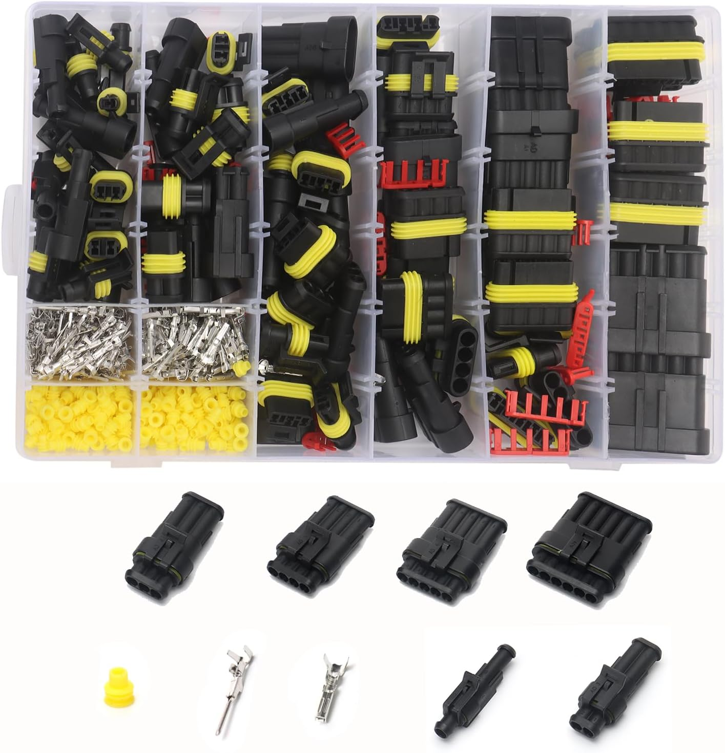 DIANN DIANN Waterproof Car Electrical Connector Terminals 708Pcs Automotive Electrical Wire Connector Plug Kit 1/2/3/4 Pin Connectors Male and Female image number 2