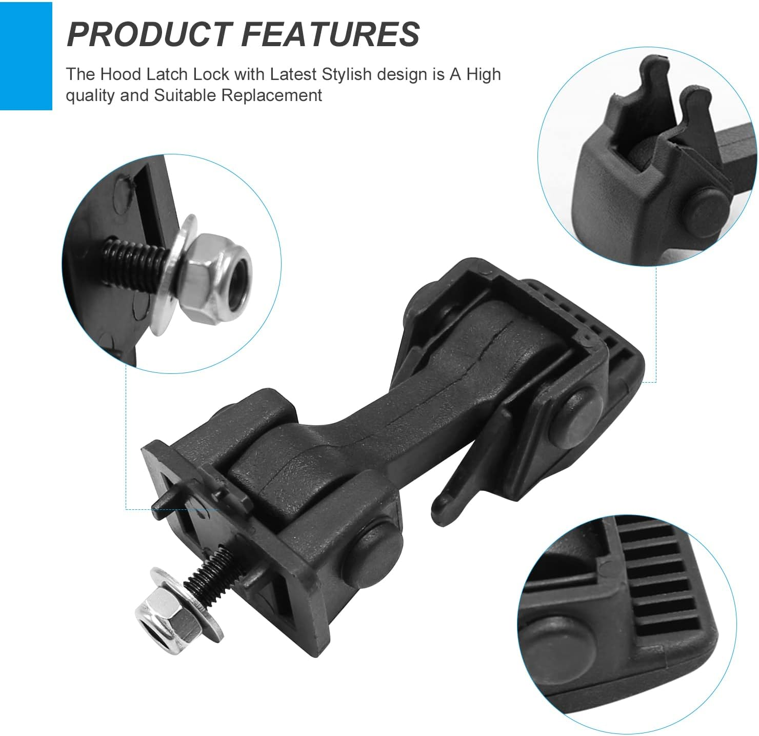 Pair Front Hood Latch Catch and Bracket Replacement for Jeep Wrangler TJ Rubber Hood Catches Right and Left Sets 1997-2006 Replaces 55176636AD 68038118AA 42422