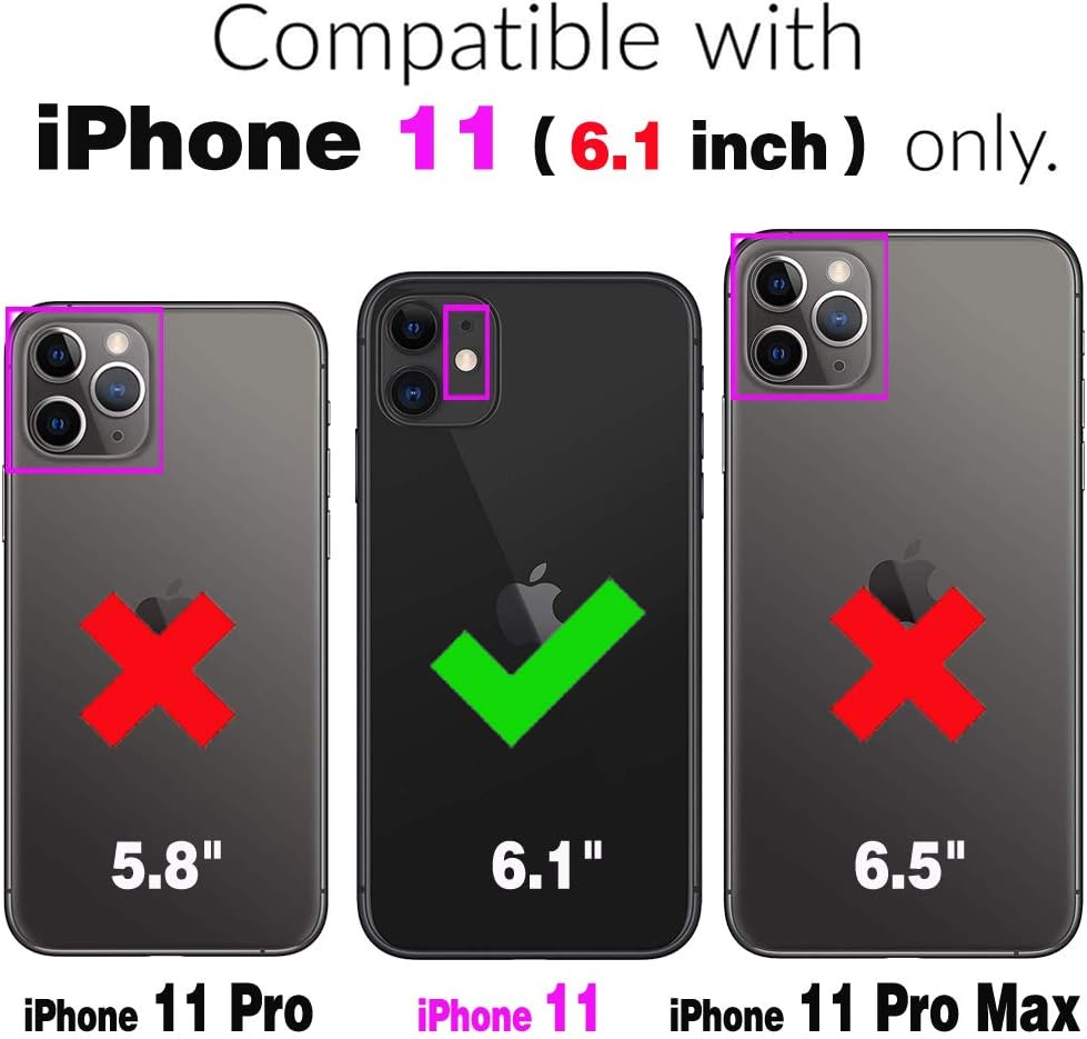 Phone Case for Apple Iphone 11 6.1 with Tempered Glass Screen Protector Cover and Stand Kickstand Hard Rugged Hybrid Heavy Duty Cell Accessories Iphone11Case Iphone11 I Phone11 XI 11R Cases Red image number 3