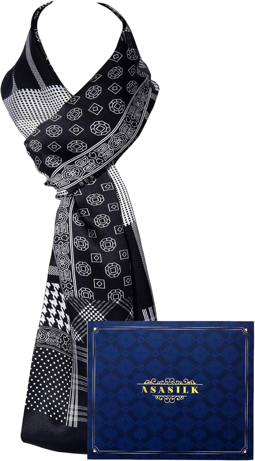 ASASILK Fashion Men Scarf,Luxurious Scarf for Men,Long Neck Scarf,Gift,11''X67'',Mulberry Silk Scarf for Men