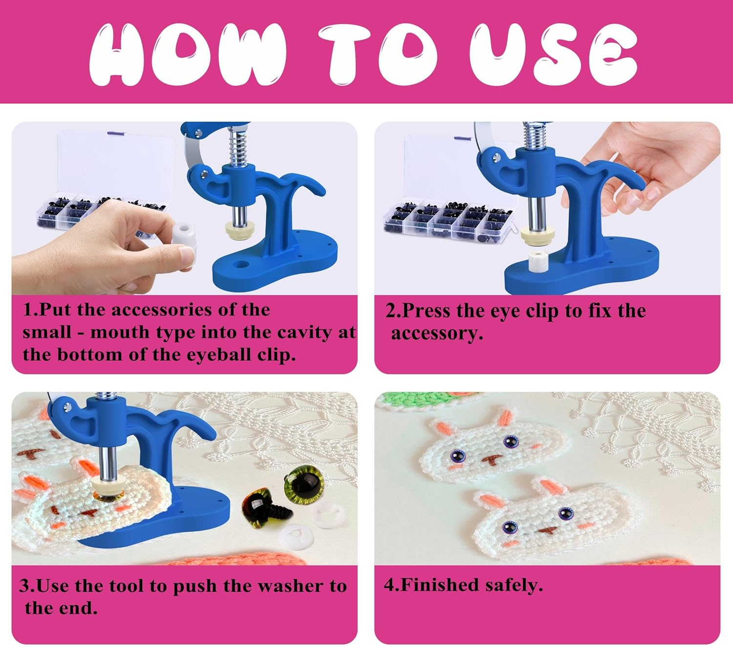 GEOCCI Safety Eye Tool Large Size Safety Eye Install Tool for Amigurumi Crochet & Stuffed 5-45Mm Animal Eyes Making Supplies Tool It Is More Helpful for Large Special Safety Eyes（1Pcs） image number 3