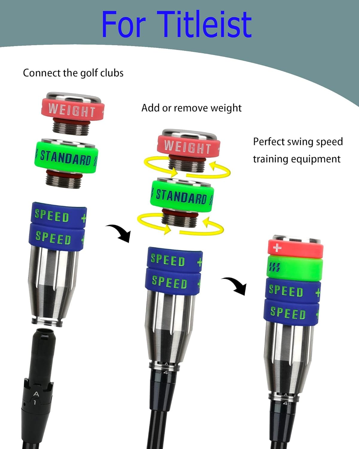 Big Crazy Golf Swing Speed Trainer Adjustable, Golf Training Equipment Three Weight Configuration Options, Golf Tempo Training Aids Connect Your Golf Clubs for Callaway Taylormade Ping Titleist image number 1