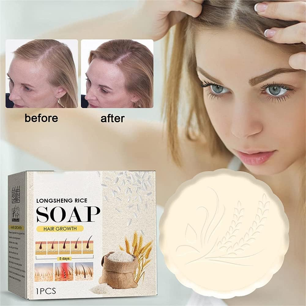 Shampoo Bar,Anti Hair Loss Rice Shampoo Soap,2 in 1 Fermented Rice Water for Hair Growth Solid Shampoo Bar,Nourish Dry Damaged Hair Repair (1Pcs) image number 4