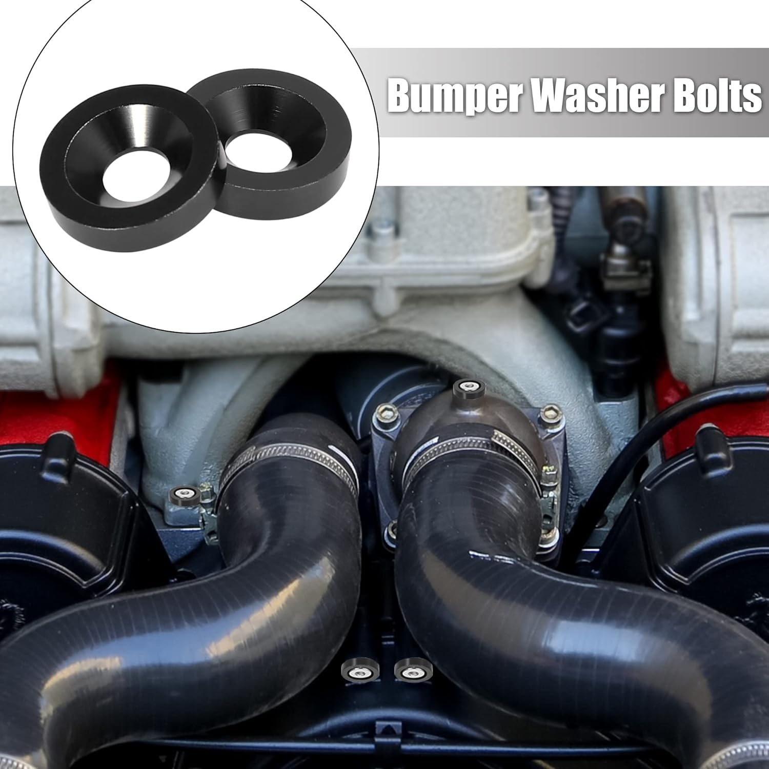 X AUTOHAUX 30Pcs Bumper Mudguard Washer Bolts M6X1.0 Aluminum Alloy Engine Bay Dress up Screw Black - Blue image number 5