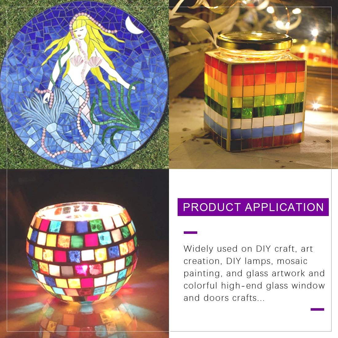 Swpeet 1 Pound Mosaic Tiles Mixed Color Mosaic Glass Pieces with Organizing Container, Genuine Mosaic Tiles Glass Pieces Mosaic Perfect for Home Decoration Crafts Supply (Panchromatic, Square) image number 3