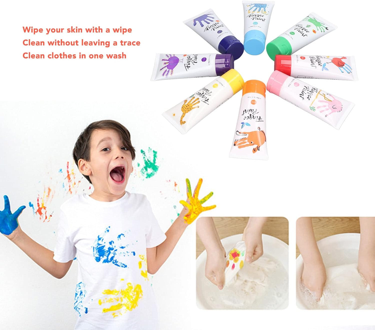 Finger Paint, Finger Paint for Kids Washable Odorless Safe Portable image number 2