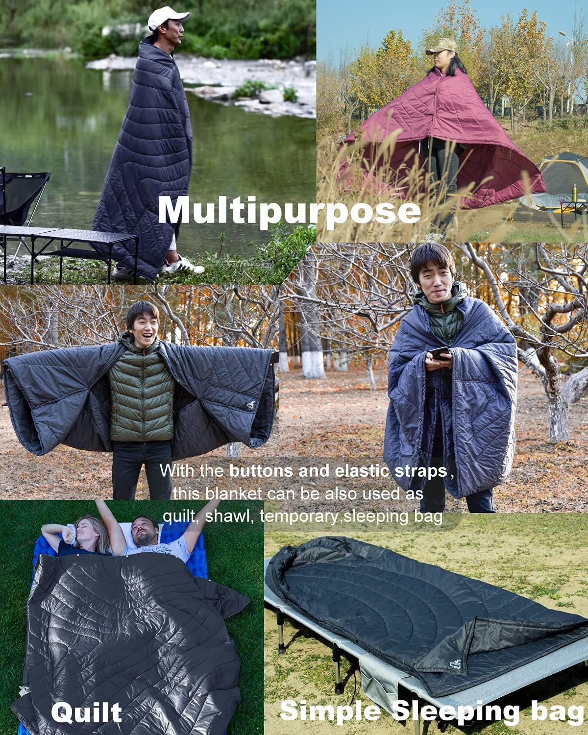 Iclimb 3M Thinsulate Insulation Warm Camping Blanket Ultralight Compact (Dark Grey) image number 6