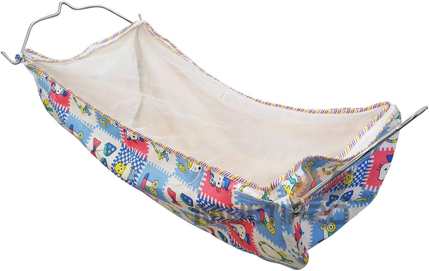 Cuddlecraft New Born Baby Stainless Steel Foldable Baby Cradle/Baby Swing/Baby Jhula/Ghodiyu with Cotton Hammock Cloth. (Black)