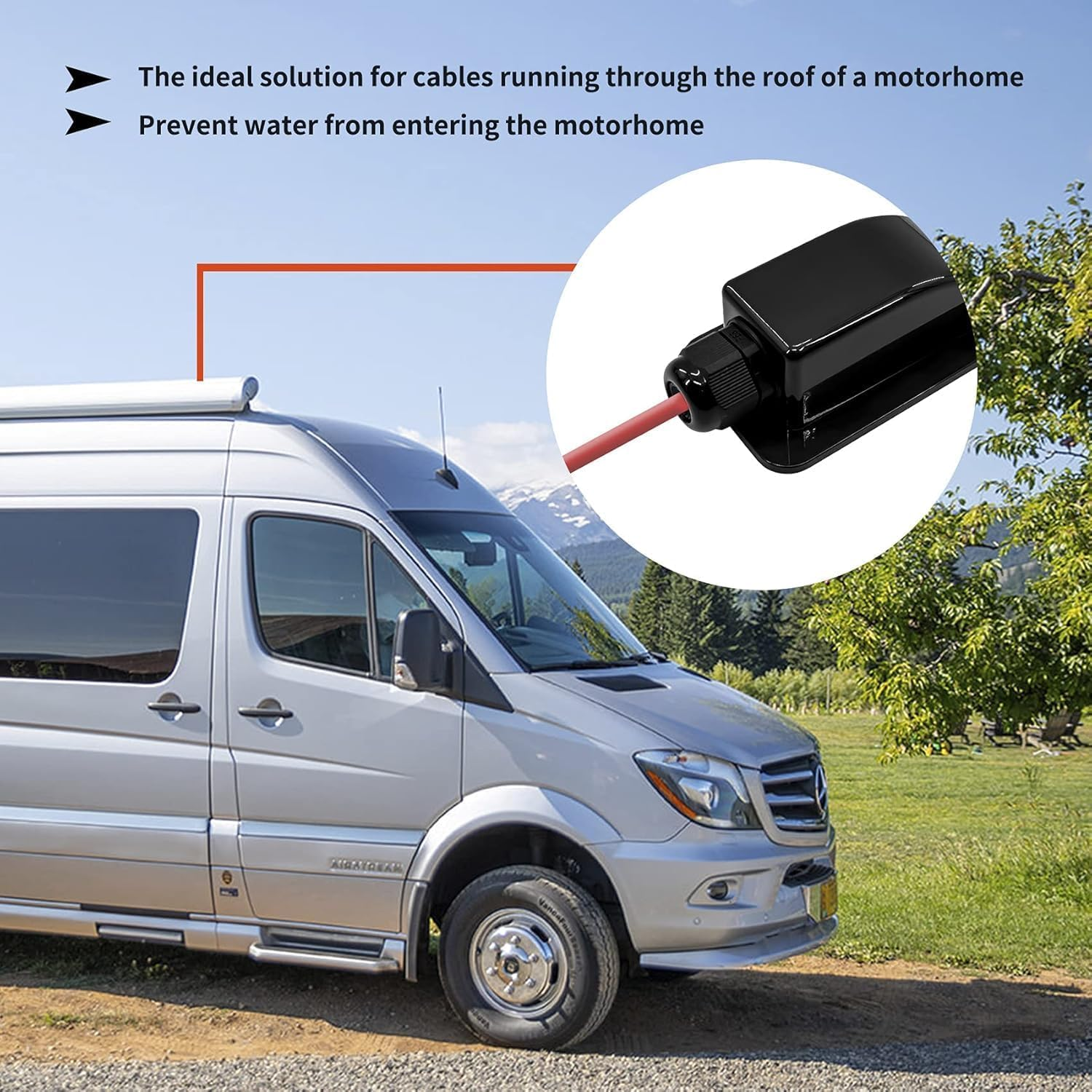 FARLINK Solar Cable Entry Gland Box, ABS Waterproof Single Cable Entry Plate for 3Mm to 12Mm Cables for RV Roof,Boat,Yacht(Black) image number 5