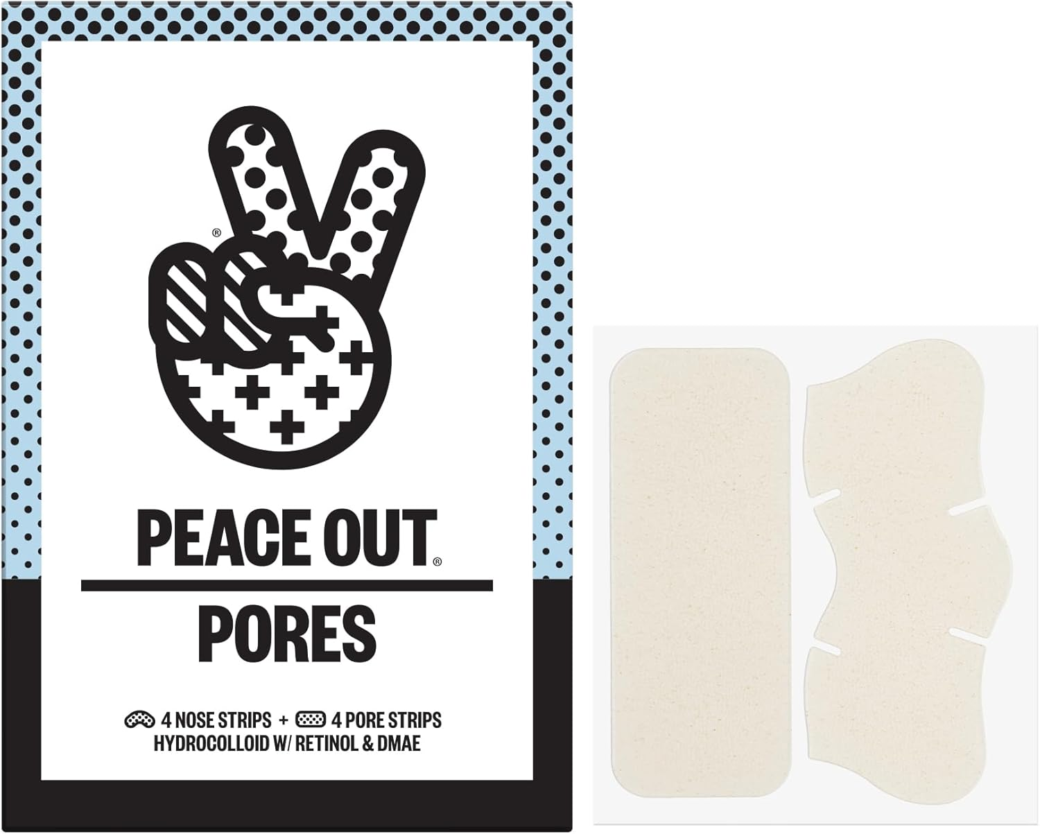 PEACE OUT Skincare Pores. Hydrocolloid Pore-Refining Nose and Face Strips with Vitamin a to Shrink Enlarged Pores and Remove Excess Oil (4 Pore and 4 Nose Strips) image number 3