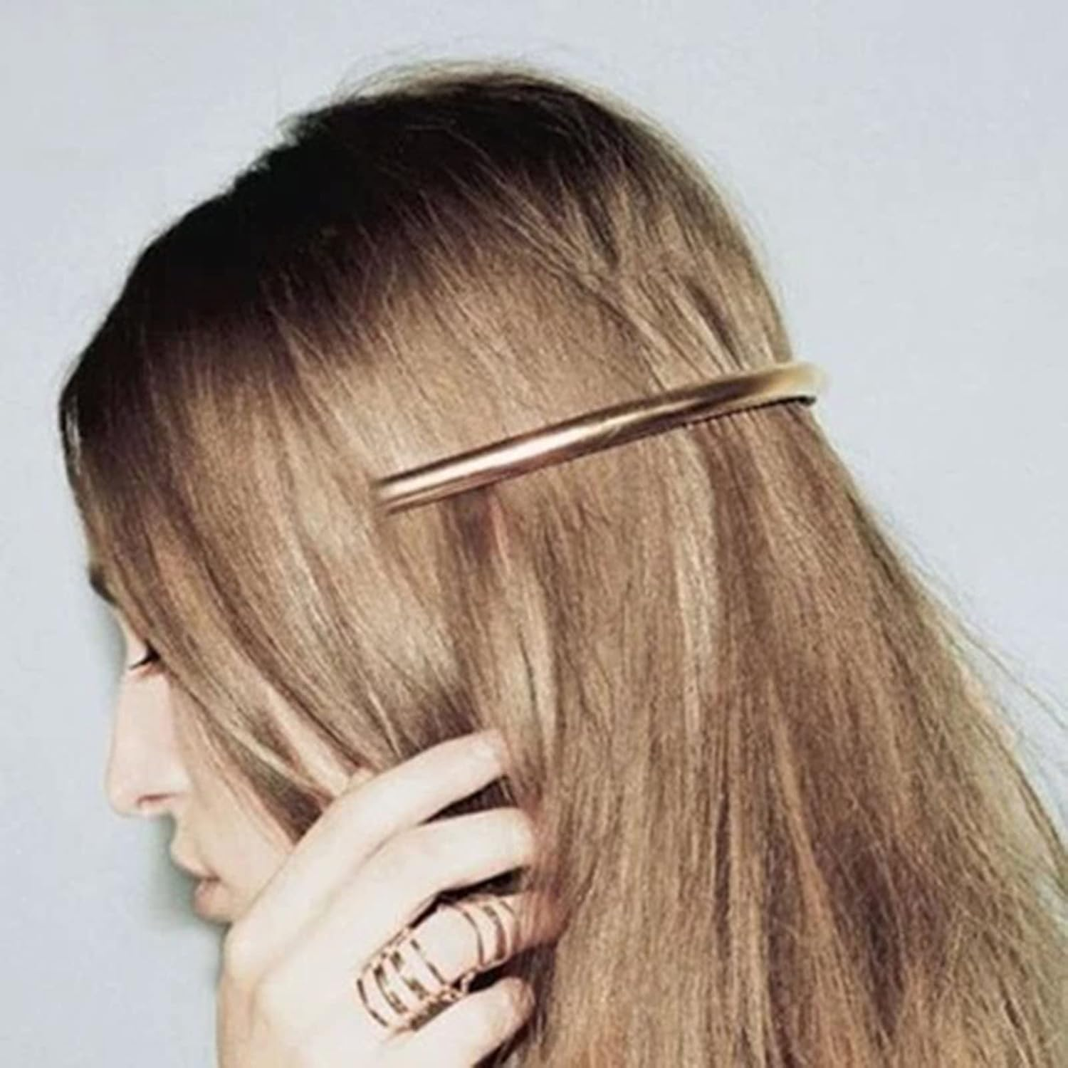 Wendalern Snap Hair Pin Clip Vintage Gold Hair Clip Metal Hair Holder Clips Feather Minimalist Hair Clips Decorative Hair Accessories for Women and Girls image number 5