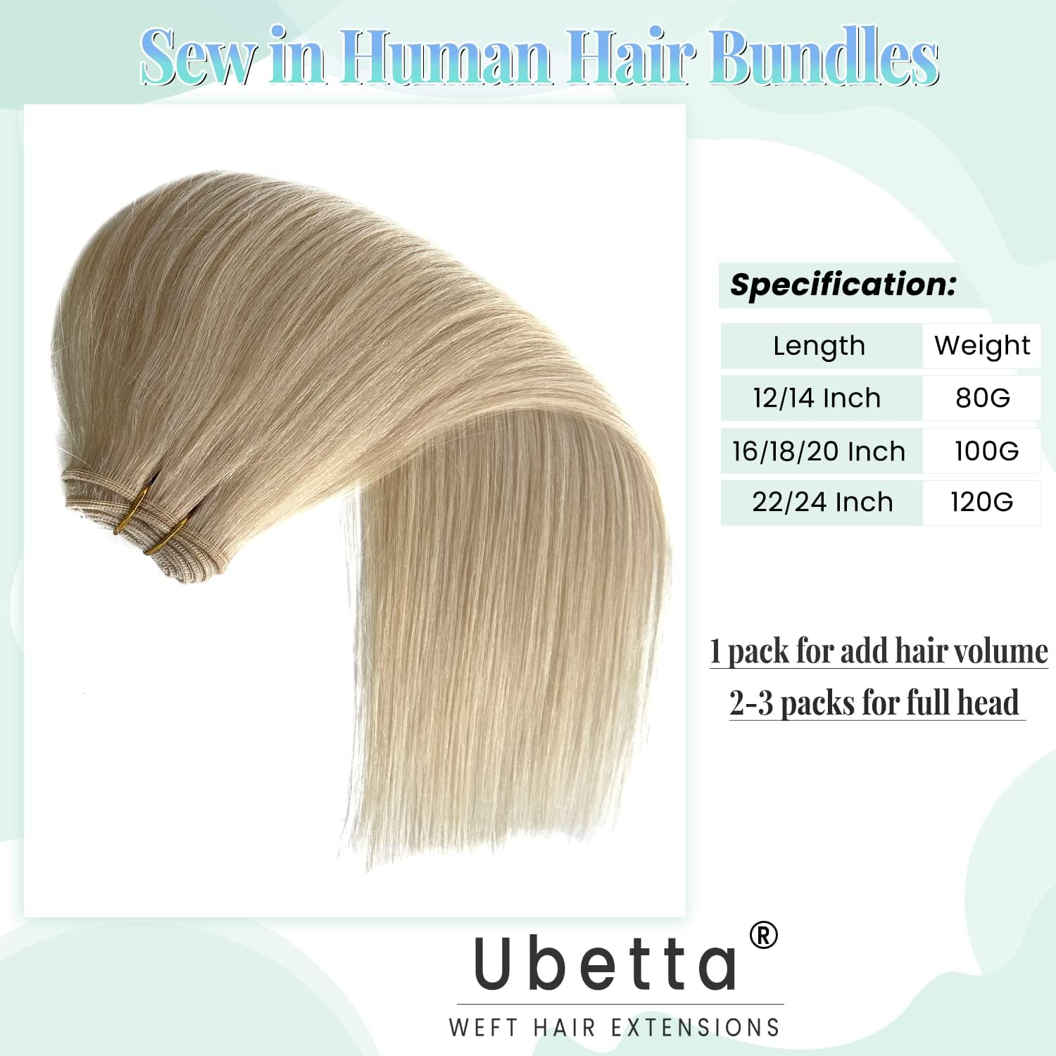 Ubetta Weft Hair Extensions Human Hair, Blonde Sew in Hair Extensions Real Human Hair, 16 Inch 100G Hand Tied Weft Hair Extensions Human Hair Weave Bundles for Women image number 7