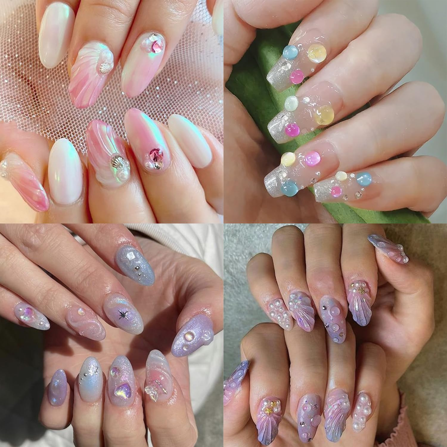 Mermaid Tears Two Colors 6 Jars ABS Half Pearls for Crafts Flatback Nails Pearls Bead Flat Back Pearls Gems for Nail Art Makeup, Shoes, DIY Craft Decorations 2-4Mm (Red) image number 1