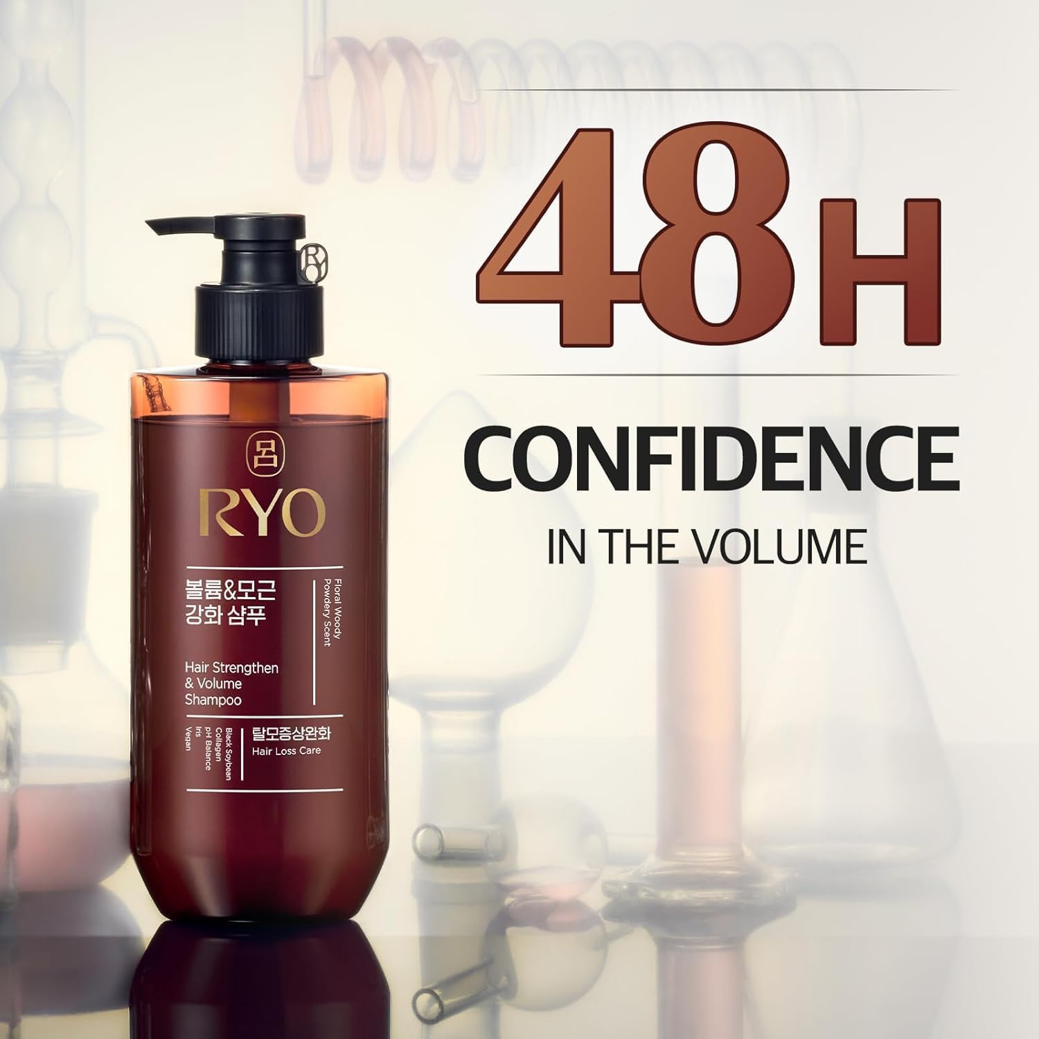 Hair Strengthen & Volume Shampoo 480Ml with Korean Ginseng & Caffeine - Volumizing and Revitalizing for Fine Hair, anti Loss Care, Strengthening Hair Roots. Korean Beauty Hair Loss Care for Ryo. image number 2
