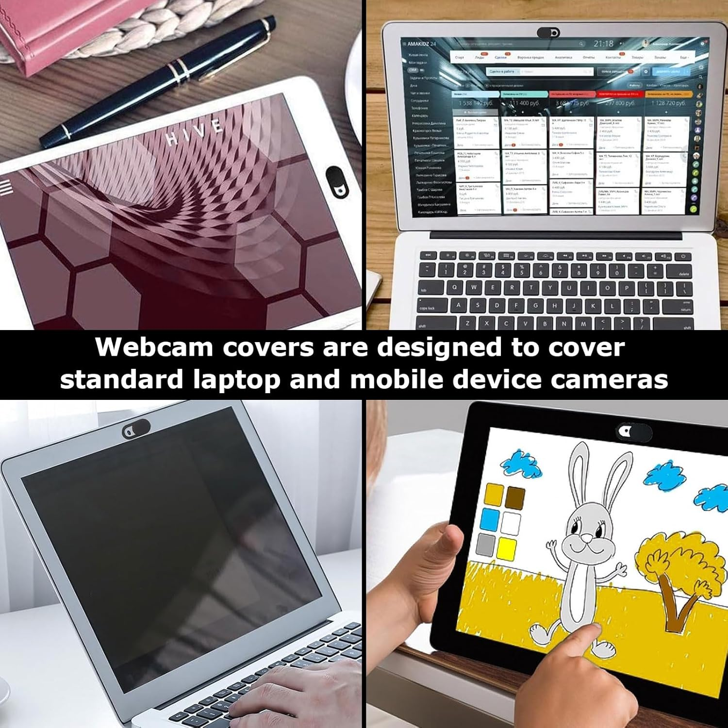 Pack of 24 Camera Cover Mobile Phone, Webcam Cover, Laptop Camera Cover, Camera Cover, Camera Cover Film, Ultra Thin, for Mobile Phone, Tablet, Laptops, Protection of Your Privacy (Black) image number 2