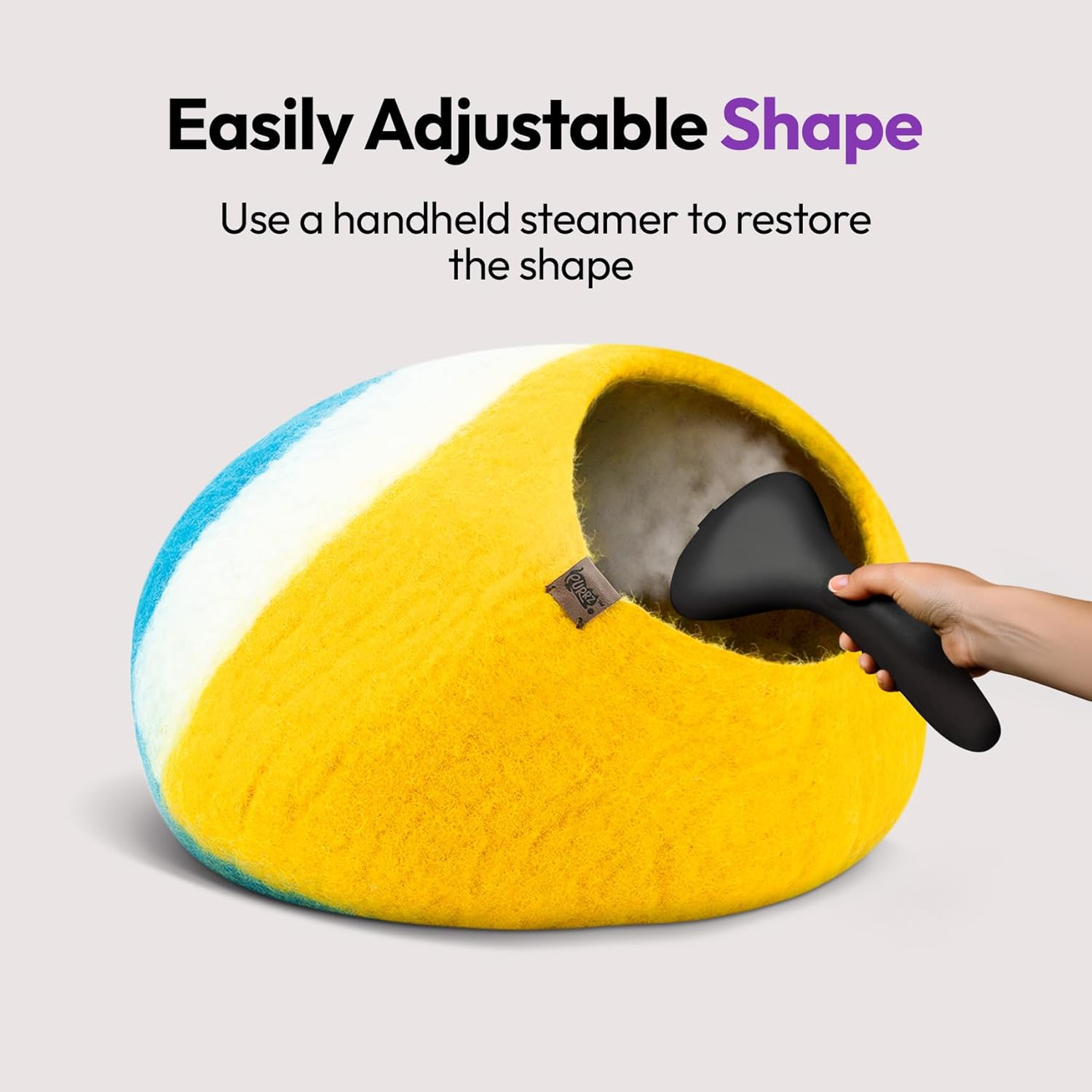 Cozy Wool Cat Nest: Elevated Orthopedic Handmade Merino Wool Cat Bed Cave - Premium Felt Cat Pods, Soft Felted Hideout for Cats & Kittens (Medium, Great Barrier Reef) image number 5