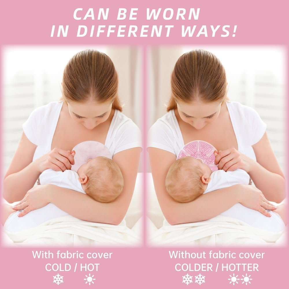 Hot & Cold Breast Gel Bead Packs - Cooling & Heating Pads for Breastfeeding Relief | Nursing Pain, Mastitis, Engorgement, Swelling, Plugged Ducts | Boost Milk Let-Down & Production - 2 Pack (Pink) image number 4