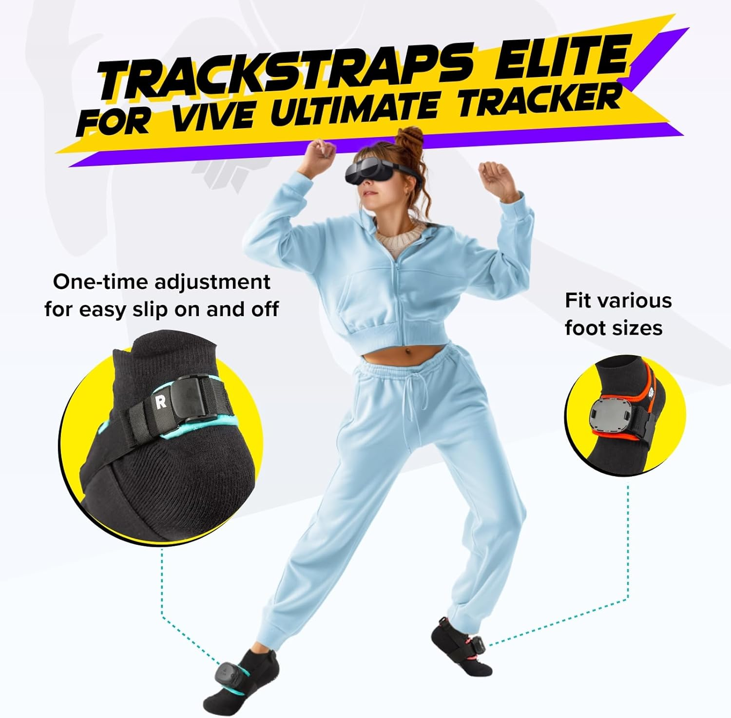 Rebuff Reality Trackstraps Elite for VIVE Ultimate Tracker + Dance Dash Steam Key &ndash; VIVE Ready, Full Body Tracking in VR Chat and Other FBT Apps image number 3