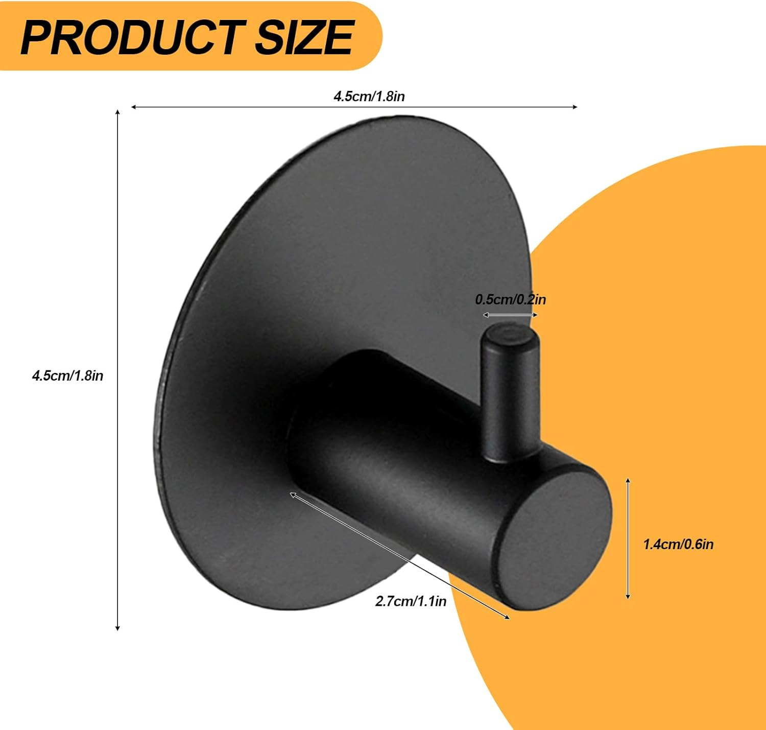 Stylora 6PCS Black Shower Hooks for inside Shower Rust Resistant Waterproof Hooks Stainless Steel Wall Hooks Adhesive Towel Hooks for Bathrooms Metal Adhesive Hooks Kitchen Wall Hooks Holds 2KG image number 3