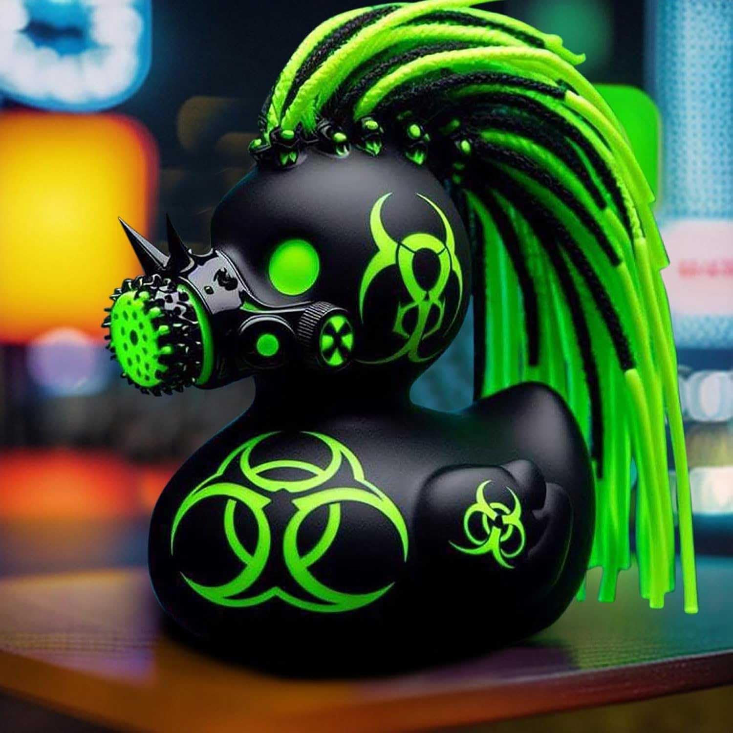 Goth Satanic Duck, Gothic Cyberpunk Resin Punk Ducks, Gothic Satan Duck Resin Statue, Novelty Rock Ducky Ornaments Halloween Decoration, Satanic Duck Gothic Gifts Home Bedroom Decor (Punk Duck) image number 2