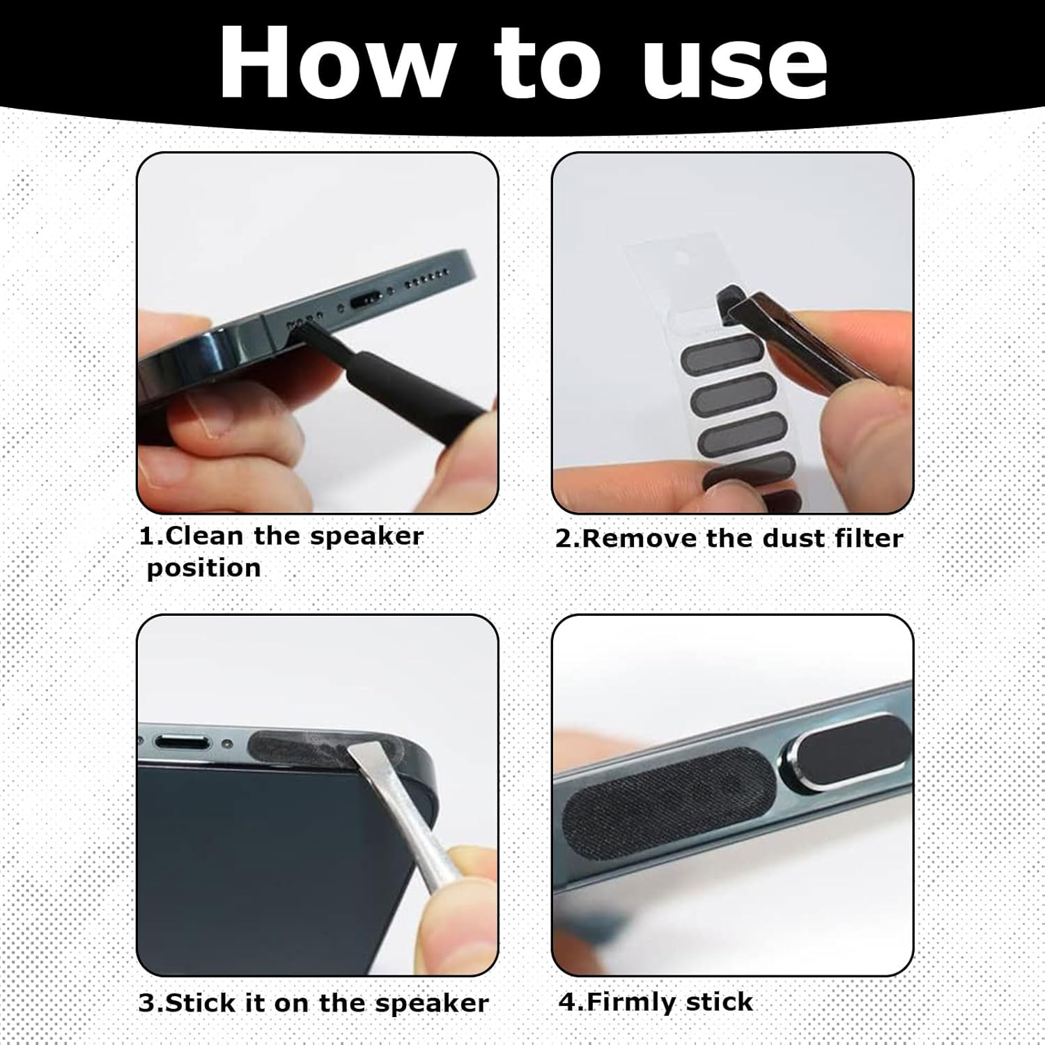 ZFRITP 37 Piece Phone Dust Kit, Mobile Phone Charging Socket Protection, Mesh Sticker for Phone Speaker, Phone Speaker Cleaning Tool image number 3