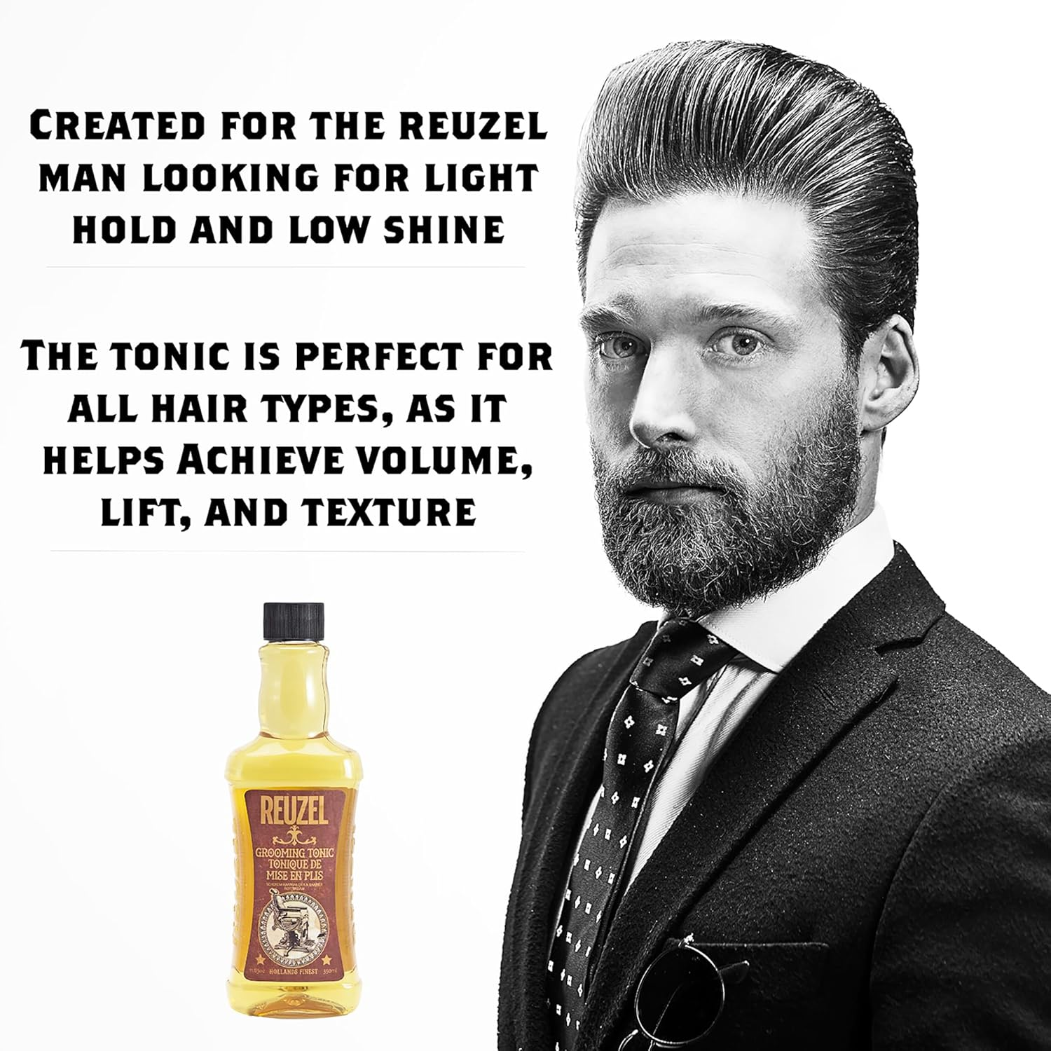 Reuzel Grooming Tonic - Pro Oil Treatment for Men with Organic and Natural Ingredients - Pure Serum That Gives Hair Essential Strength and Moisture - Apple Peppermint Fragrance - 350 Ml image number 3