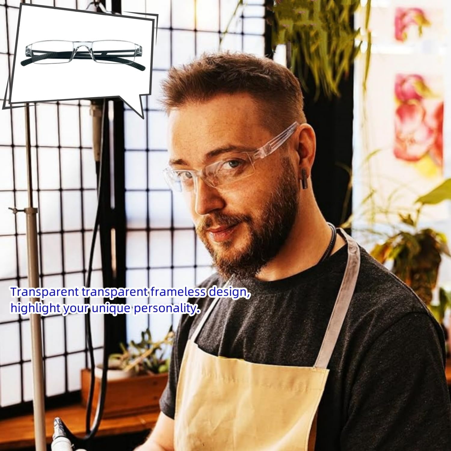 4 Pairs Reading Glasses, Blue Light Blocking Glasses, Blue Light Clear Frames Reader Lightweight for Men and Women image number 4