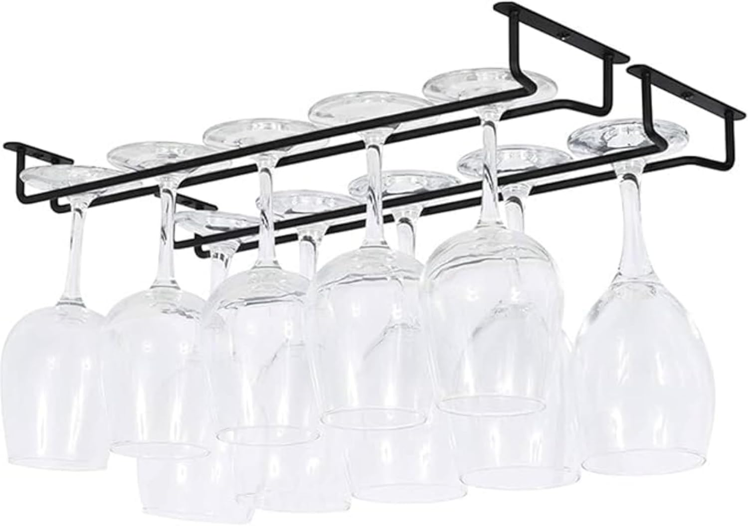 Yaoyaoling15-Inch Black Wine Glass Rack, under Cabinet Wine Glass Holder Stainless Steel Stemware Rack - Hanging Stemware Holder for Cabinet Kitchen Bar, Set of 2 image number 3