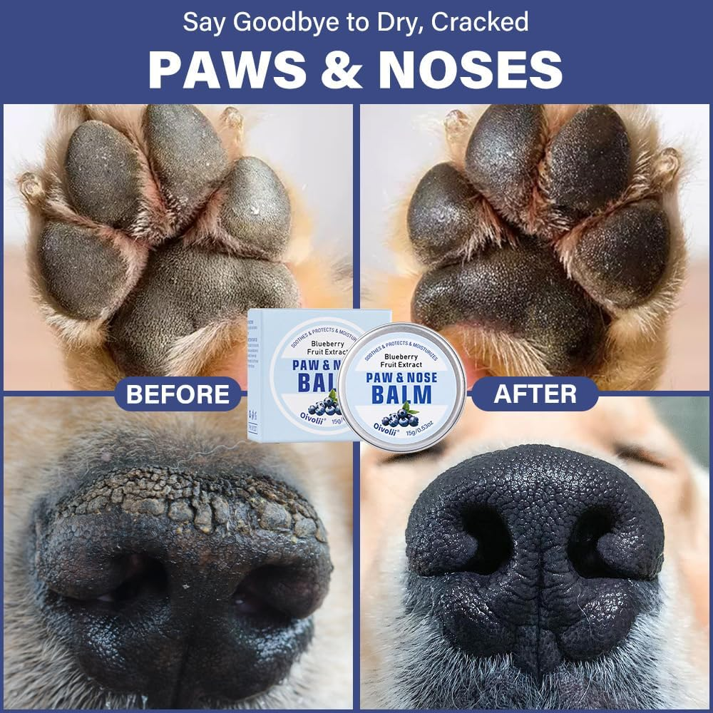 Natural Blueberry Paw & Nose Balm for Dogs and Cats, 15G, Moisturizing Pet Care Balm