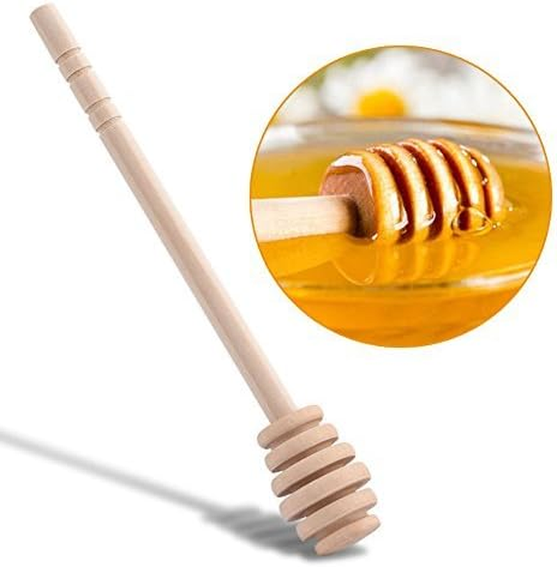 50Pcs/Set Household Wooden Portable Mini Jam Honey Dipper Jar Dispensing Collecting Stirring Rod Stick Mino Dispense Drizzle Honey (8CM) image number 4