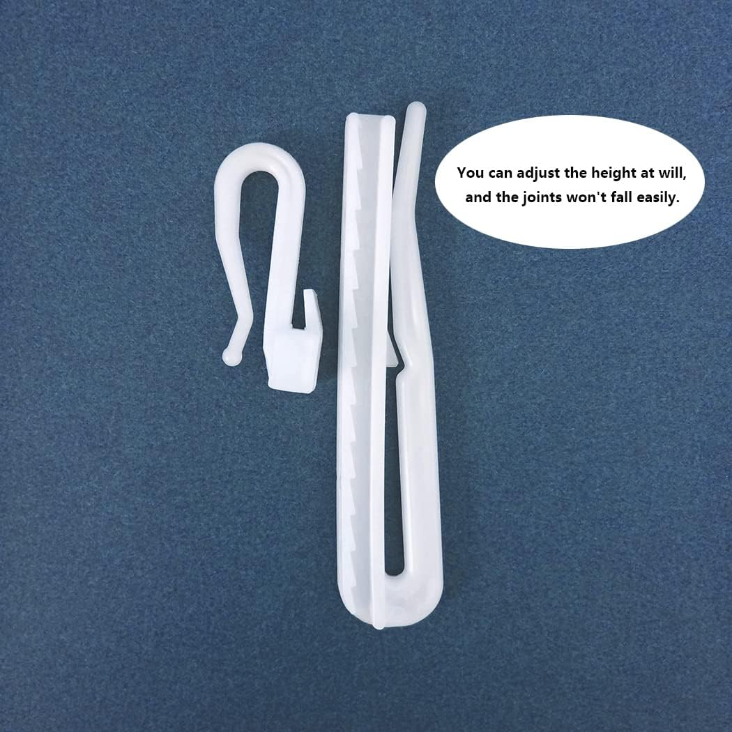 Kuasting 30 Pcs Adjustable Curtain Hooks Plastic Toughness Depth Pinch Pleat Drapery Hooks for Pleated Drapes Shower Curtain Hooks(70Mm) image number 5