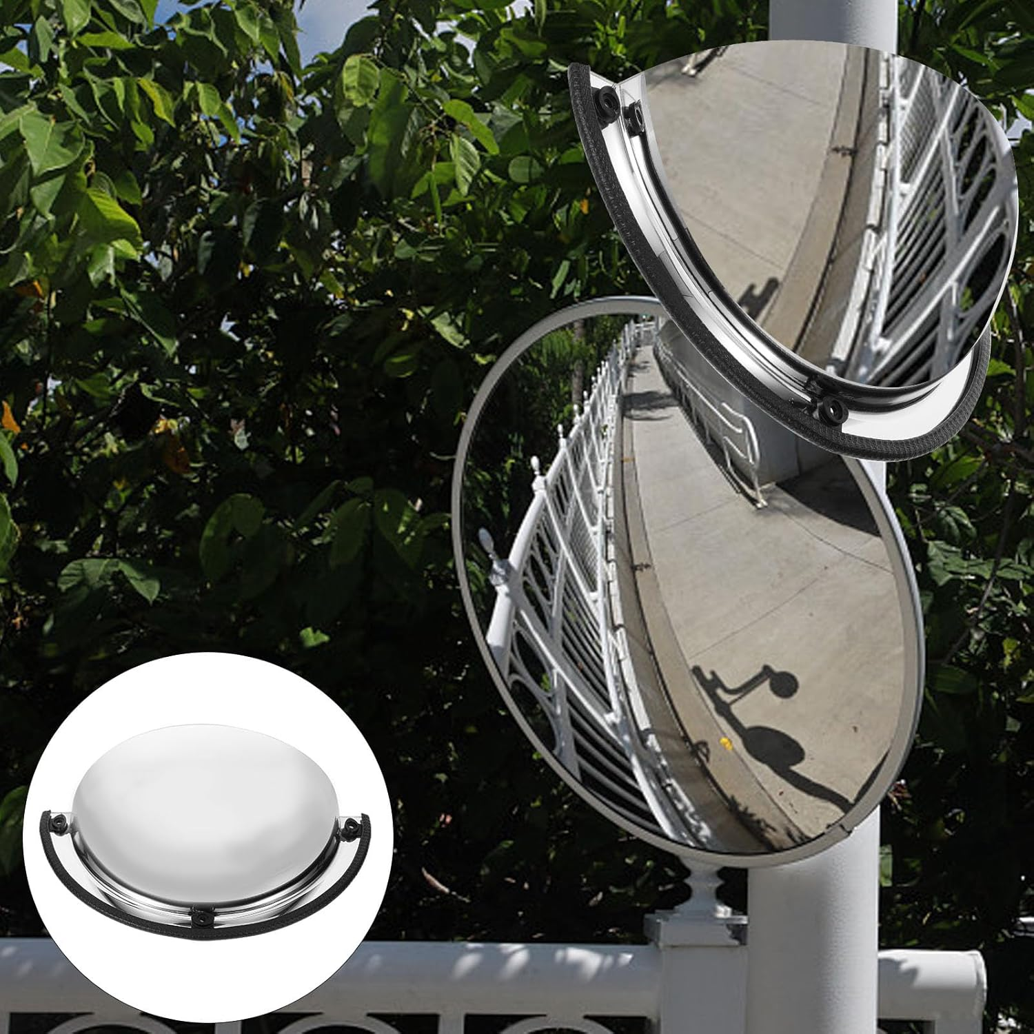 ULTECHNOVO 12 Inch Convex Security Corner Mirror Blind Spot for Wall 180 Degree Safety Driveway Mirror Durable Acrylic Half Dome Mirror for Traffic Parking Garage image number 4