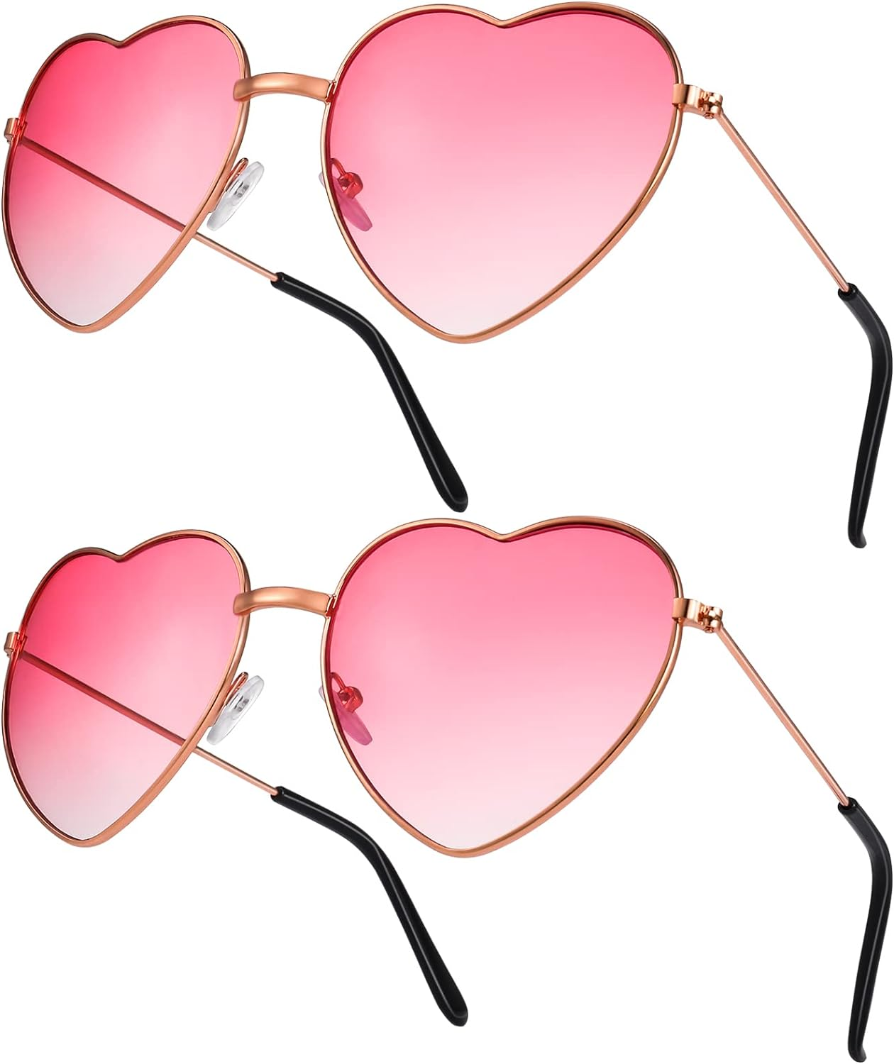 2 Pairs Hippie Specs Glasses, Retro Heart Shaped Sunglasses 60'S 70'S Style Circle Glasses Festival Accessories for Hippie Fancy Dress Accessory image number 2